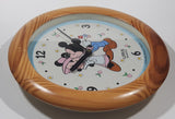 Vintage Lorus Quartz The Walt Disney Company Mickey Mouse and Minnie Mouse 10 3/4" Circular Wood Framed Wall Clock
