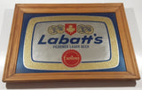 Vintage Labatt's Pilsner Lager Beer 13 1/2" x 18 3/4" Wooden Framed Advertising Mirror Pub Lounge Bar Collectible
