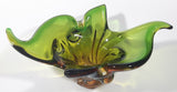 Vintage 1960s Chalet Green and Amber Orange Brown 11 3/4" Art Glass Dish