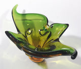 Vintage 1960s Chalet Green and Amber Orange Brown 11 3/4" Art Glass Dish