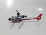 Vintage Majorette Gazelle Rescue Helicopter White Die Cast Toy Aircraft Vehicle Missing Parts