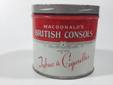Vintage W.C. Macdonald's British Consols Cigarette Tobacco Red & White Tin Can No lid