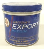 Vintage Macdonald Export Medium Cigarette Tobacco Dark Blue Tin Metal Can