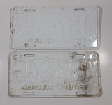 Matching Set of 2 Vintage 1973 Beautiful British Columbia White with Black Letters Agricultural Farm Plates A67 246