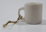 Snowman Themed Miniature 1 1/8" Tall White Ceramic Mug Cup Hanging Christmas Tree Ornament