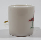 Snowman Themed Miniature 1 1/8" Tall White Ceramic Mug Cup Hanging Christmas Tree Ornament