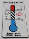 Simon Fraser Health Regions Life Begins at "40" Thermometer Themed 2" x 4" Thin Rubber Fridge Magnet