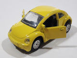Volkswagen Beetle Bug Yellow Pull Back Die Cast Toy Car Vehicle with Opening Doors