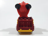 Vintage Tomy Walt Disney Production No. PD-2 Mickey Mouse Fireman Red and Yellow Plastic and Die Cast Metal Toy Car Fire Truck Firefighting Vehicle