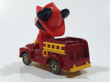 Vintage Tomy Walt Disney Production No. PD-2 Mickey Mouse Fireman Red and Yellow Plastic and Die Cast Metal Toy Car Fire Truck Firefighting Vehicle