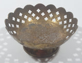 Vintage Ornate Engraved Brass 4 3/4" Wide Pedestal Candy Dish