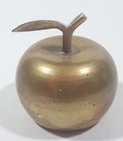 Vintage Brass Metal 2 3/8" Tall Apple with Leaf