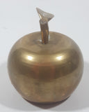 Vintage Brass Metal 2 3/8" Tall Apple with Leaf