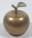 Vintage Brass Metal 2 3/8" Tall Apple with Leaf