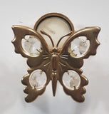 Vintage Austrian Crystal Delight 24K Gold Plated Crystal Wing Butterfly Tealight Candle Holder