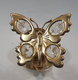 Vintage Austrian Crystal Delight 24K Gold Plated Crystal Wing Butterfly Tealight Candle Holder