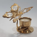 Vintage Austrian Crystal Delight 24K Gold Plated Crystal Wing Butterfly Tealight Candle Holder