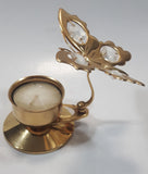 Vintage Austrian Crystal Delight 24K Gold Plated Crystal Wing Butterfly Tealight Candle Holder