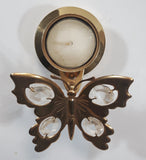 Vintage Austrian Crystal Delight 24K Gold Plated Crystal Wing Butterfly Tealight Candle Holder