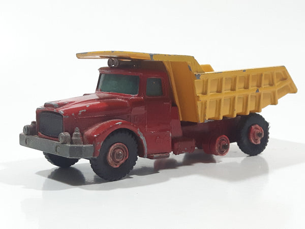 Vintage Lesney Matchbox King Size No. K-19 Scammell Contractor Scammell Tipper Truck Red and Yellow Dump Truck Die Cast Toy Car Vehicle