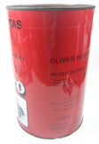 Vintage Ribeiro Azeitonas Pretas Black Olives Large Red 9 1/2" Tall Metal Can Made in Portugal
