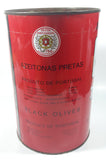 Vintage Ribeiro Azeitonas Pretas Black Olives Large Red 9 1/2" Tall Metal Can Made in Portugal