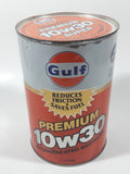 Vintage Gulf Saves Fuel Premium 10w30 Super Hydro Treated 1 Litre Motor Oil Metal Can FULL