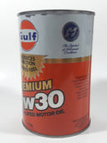 Vintage Gulf Saves Fuel Premium 10w30 Super Hydro Treated 1 Litre Motor Oil Metal Can FULL