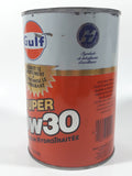 Vintage Gulf Saves Fuel Premium 10w30 Super Hydro Treated 1 Litre Motor Oil Metal Can FULL