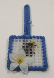 Blue Yarn Trimmed Plastic Mesh Fly Swatter with Fly and White Flower 1 3/8" x 4" Fridge Magnet