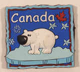 Canada Polar Bear on Iceberg 1 1/2" x 1 1/2" Thick Rubber Fridge Magnet