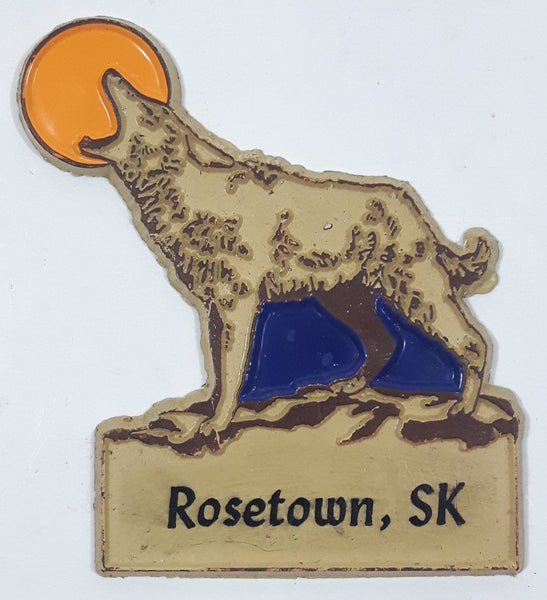 Rosetown, SK Wolf/Coyote Howling at the Moon 2 1/4" x 2 1/2" Rubber Fridge Magnet