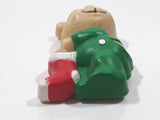 Russ Berries Light Brown Teddy Bear in Green PJs with Red Christmas Stocking 1 1/4" x 1 7/8" Fridge Magnet