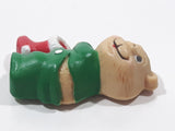 Russ Berries Light Brown Teddy Bear in Green PJs with Red Christmas Stocking 1 1/4" x 1 7/8" Fridge Magnet