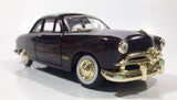 Motor Max 1949 Ford Coupe Burgundy with Gold Trim 1/24 Scale Die Cast Toy Car Vehicle with Opening Doors Hood and Trunk