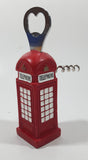 U.K. British London England Red Telephone Booth Shaped 5 1/2" Tall Resin Bottle Opener Corkscrew