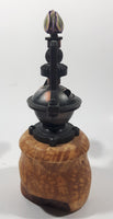 Vintage Style Unique Wood Based with Copper Toned Metal Closed Purple Flower Handles and Top 7 1/4" Tall Pepper Mill Grinder