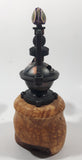 Vintage Style Unique Wood Based with Copper Toned Metal Closed Purple Flower Handles and Top 7 1/4" Tall Pepper Mill Grinder