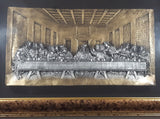 Vintage Last Supper Jesus Engraved 3D Brass Raised Relief 19 1/4" x 28 3/4" Framed Wall Art
