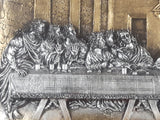 Vintage Last Supper Jesus Engraved 3D Brass Raised Relief 19 1/4" x 28 3/4" Framed Wall Art