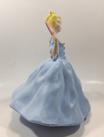 Vintage LJ Lady Jane with Hand Fan Blue Hand Painted 9 1/2" Tall Ceramic Figurine Statue