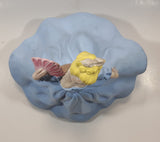 Vintage LJ Lady Jane with Hand Fan Blue Hand Painted 9 1/2" Tall Ceramic Figurine Statue