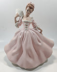Vintage LJ Lady Jane with Hand Fan Pink Hand Painted 9 1/2" Tall Ceramic Figurine Statue