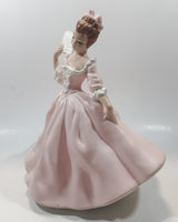 Vintage LJ Lady Jane with Hand Fan Pink Hand Painted 9 1/2" Tall Ceramic Figurine Statue