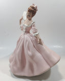 Vintage LJ Lady Jane with Hand Fan Pink Hand Painted 9 1/2" Tall Ceramic Figurine Statue