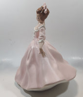Vintage LJ Lady Jane with Hand Fan Pink Hand Painted 9 1/2" Tall Ceramic Figurine Statue