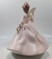 Vintage LJ Lady Jane with Hand Fan Pink Hand Painted 9 1/2" Tall Ceramic Figurine Statue