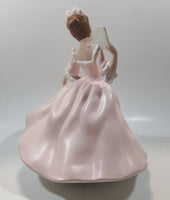 Vintage LJ Lady Jane with Hand Fan Pink Hand Painted 9 1/2" Tall Ceramic Figurine Statue