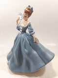 Vintage LJ Lady Jane with Hand Fan Blue Hand Painted 9 1/2" Tall Ceramic Figurine Statue