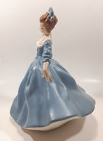 Vintage LJ Lady Jane with Hand Fan Blue Hand Painted 9 1/2" Tall Ceramic Figurine Statue
